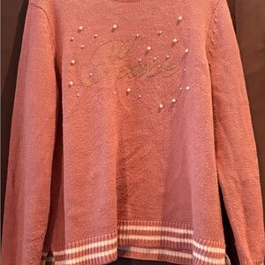 Holiday Time Rose Sweater with Pearl Accents